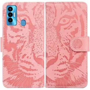 For Tecno Camon 18i Tiger Embossing Pattern Horizontal Flip Leather Phone Case(Pink)