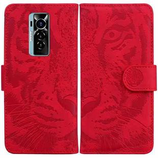 For Tecno Phantom X Tiger Embossing Pattern Horizontal Flip Leather Phone Case(Red)