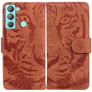 For Tecno Pop 5 LTE BD4 Tiger Embossing Pattern Horizontal Flip Leather Phone Case(Brown)