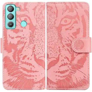 For Tecno Pop 5 LTE BD4 Tiger Embossing Pattern Horizontal Flip Leather Phone Case(Pink)