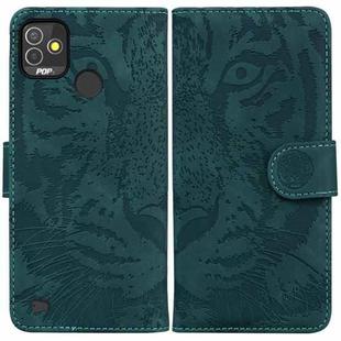 For Tecno Pop 5P Tiger Embossing Pattern Horizontal Flip Leather Phone Case(Green)