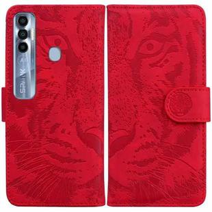 For Tecno Spark 7 Pro Tiger Embossing Pattern Horizontal Flip Leather Phone Case(Red)