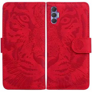 For Tecno Spark 8P Tiger Embossing Pattern Horizontal Flip Leather Phone Case(Red)