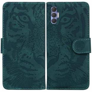 For Tecno Spark 8P Tiger Embossing Pattern Horizontal Flip Leather Phone Case(Green)