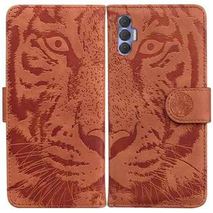 For Tecno Spark 8P Tiger Embossing Pattern Horizontal Flip Leather Phone Case(Brown)