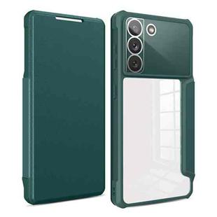 For Samsung Galaxy S22 5G Magnetic Flip Leather Phone Case(Dark Green)