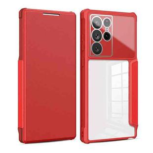 For Samsung Galaxy S22 Ultra 5G Magnetic Flip Leather Phone Case(Red)