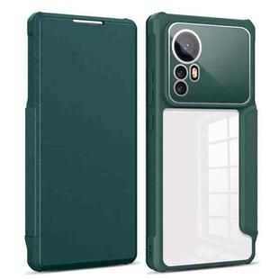 For Xiaomi 12 5G Magnetic Flip Leather Phone Case(Dark Green)