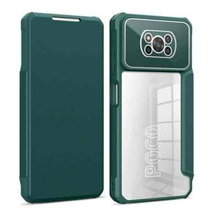 For Xiaomi Poco X3 Magnetic Flip Leather Phone Case(Dark Green)