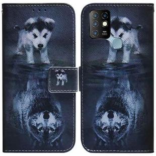 For Infinix Hot 10 X682 Coloured Drawing Leather Phone Case(Wolf and Dog)