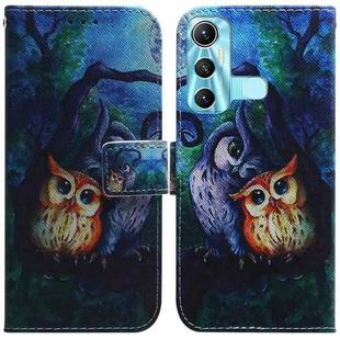 For Infinix Hot 11 X662 Coloured Drawing Leather Phone Case(Oil Painting Owl)