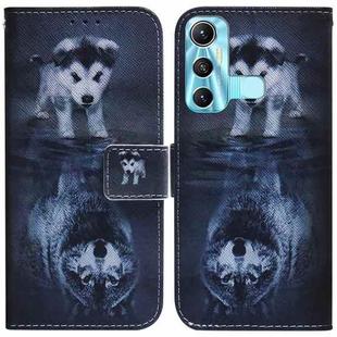 For Infinix Hot 11 X662 Coloured Drawing Leather Phone Case(Wolf and Dog)