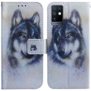 For Infinix Note 10 X693 Coloured Drawing Leather Phone Case(White Wolf)