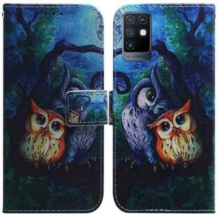 For Infinix Note 10 X693 Coloured Drawing Leather Phone Case(Oil Painting Owl)