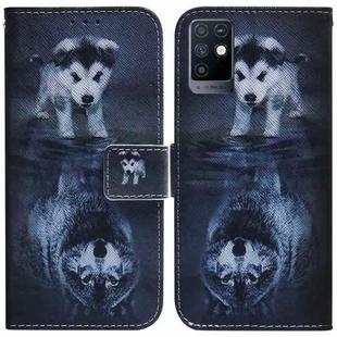For Infinix Note 10 X693 Coloured Drawing Leather Phone Case(Wolf and Dog)