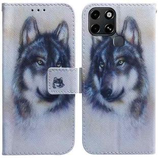 For Infinix Smart 6 Coloured Drawing Leather Phone Case(White Wolf)