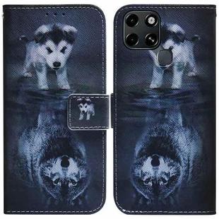 For Infinix Smart 6 Coloured Drawing Leather Phone Case(Wolf and Dog)