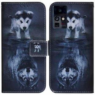 For Infinix Zero X / X Pro Coloured Drawing Leather Phone Case(Wolf and Dog)