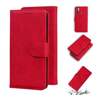 For Tecno Spark 7 Skin Feel Pure Color Flip Leather Phone Case(Red)