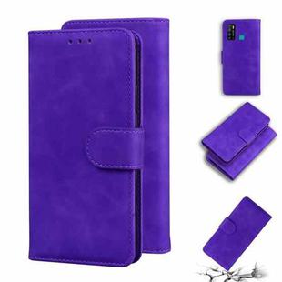 For Tecno Camon 15 Skin Feel Pure Color Flip Leather Phone Case(Purple)