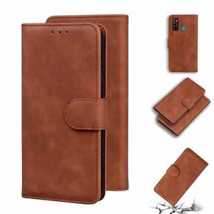 For Tecno Camon 15 Skin Feel Pure Color Flip Leather Phone Case(Brown)