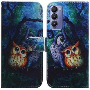 For Tecno Camon 18 / 18P Coloured Drawing Leather Phone Case(Oil Painting Owl)