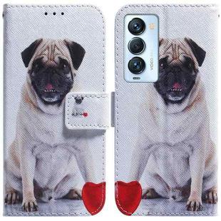 For Tecno Camon 18 Premier Coloured Drawing Leather Phone Case(Pug)