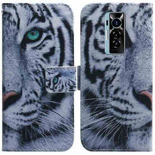 For Tecno Phantom X Coloured Drawing Leather Phone Case(Tiger)