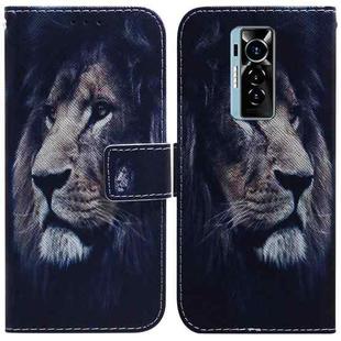 For Tecno Phantom X Coloured Drawing Leather Phone Case(Lion)