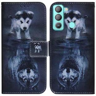 For Tecno Pop 5 LTE BD4 Coloured Drawing Leather Phone Case(Wolf and Dog)