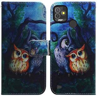 For Tecno Pop 5P Coloured Drawing Leather Phone Case(Oil Painting Owl)