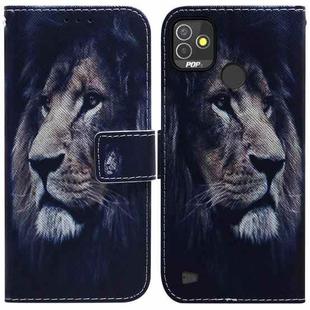 For Tecno Pop 5P Coloured Drawing Leather Phone Case(Lion)