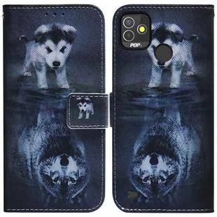 For Tecno Pop 5P Coloured Drawing Leather Phone Case(Wolf and Dog)