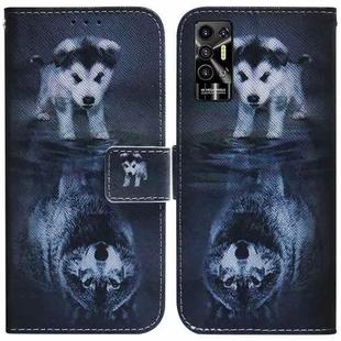 For Tecno Pova 2 Coloured Drawing Leather Phone Case(Wolf and Dog)