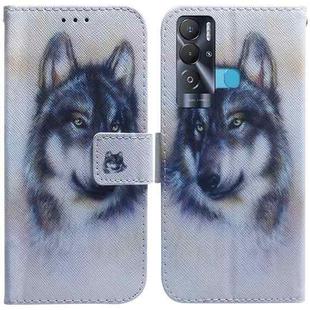 For Tecno Pova Neo LE6 Coloured Drawing Leather Phone Case(White Wolf)