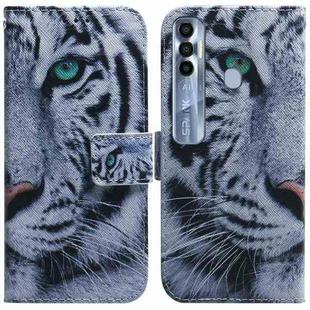 For Tecno Spark 7 Pro Coloured Drawing Leather Phone Case(Tiger)