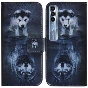 For Tecno Spark 7 Pro Coloured Drawing Leather Phone Case(Wolf and Dog)