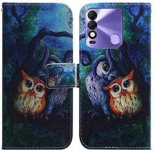 For Tecno Spark 8 / 8T Coloured Drawing Leather Phone Case(Oil Painting Owl)