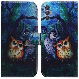 For Tecno Spark 8P Coloured Drawing Leather Phone Case(Oil Painting Owl)