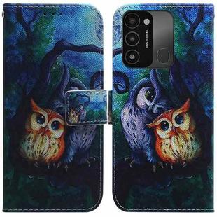 For Tecno Spark Go 2022 / Spark 8C Coloured Drawing Leather Phone Case(Oil Painting Owl)