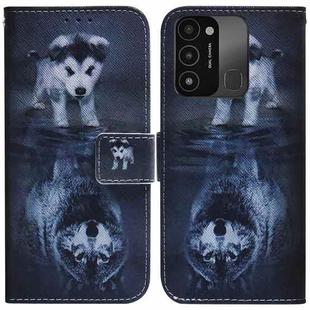 For Tecno Spark Go 2022 / Spark 8C Coloured Drawing Leather Phone Case(Wolf and Dog)