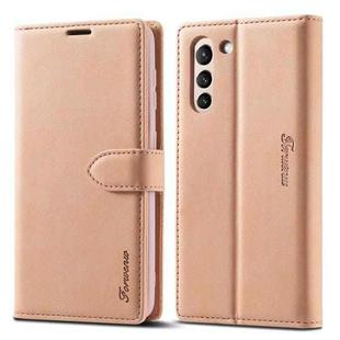 For Samsung Galaxy S22+ 5G Forwenw F1 Series Matte Strong Magnetism Leather Phone Case(Rose Gold)