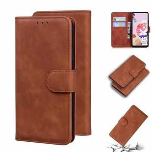 For LG K41S / K51S Skin Feel Pure Color Flip Leather Phone Case(Brown)