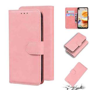 For LG K61 Skin Feel Pure Color Flip Leather Phone Case(Pink)