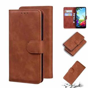 For LG K40S Skin Feel Pure Color Flip Leather Phone Case(Brown)