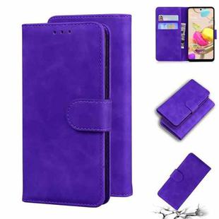 For LG K42 Skin Feel Pure Color Flip Leather Phone Case(Purple)