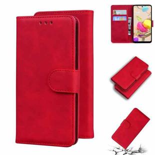 For LG K42 Skin Feel Pure Color Flip Leather Phone Case(Red)