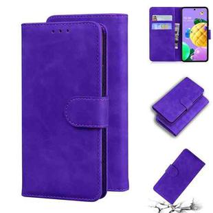 For LG K52 / K62 / Q52 Skin Feel Pure Color Flip Leather Phone Case(Purple)