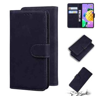 For LG K52 / K62 / Q52 Skin Feel Pure Color Flip Leather Phone Case(Black)