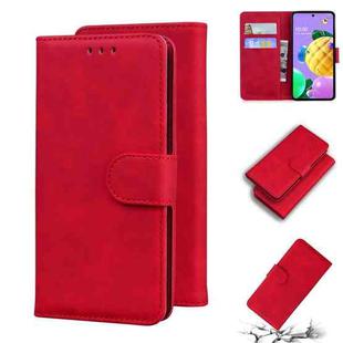 For LG K52 / K62 / Q52 Skin Feel Pure Color Flip Leather Phone Case(Red)